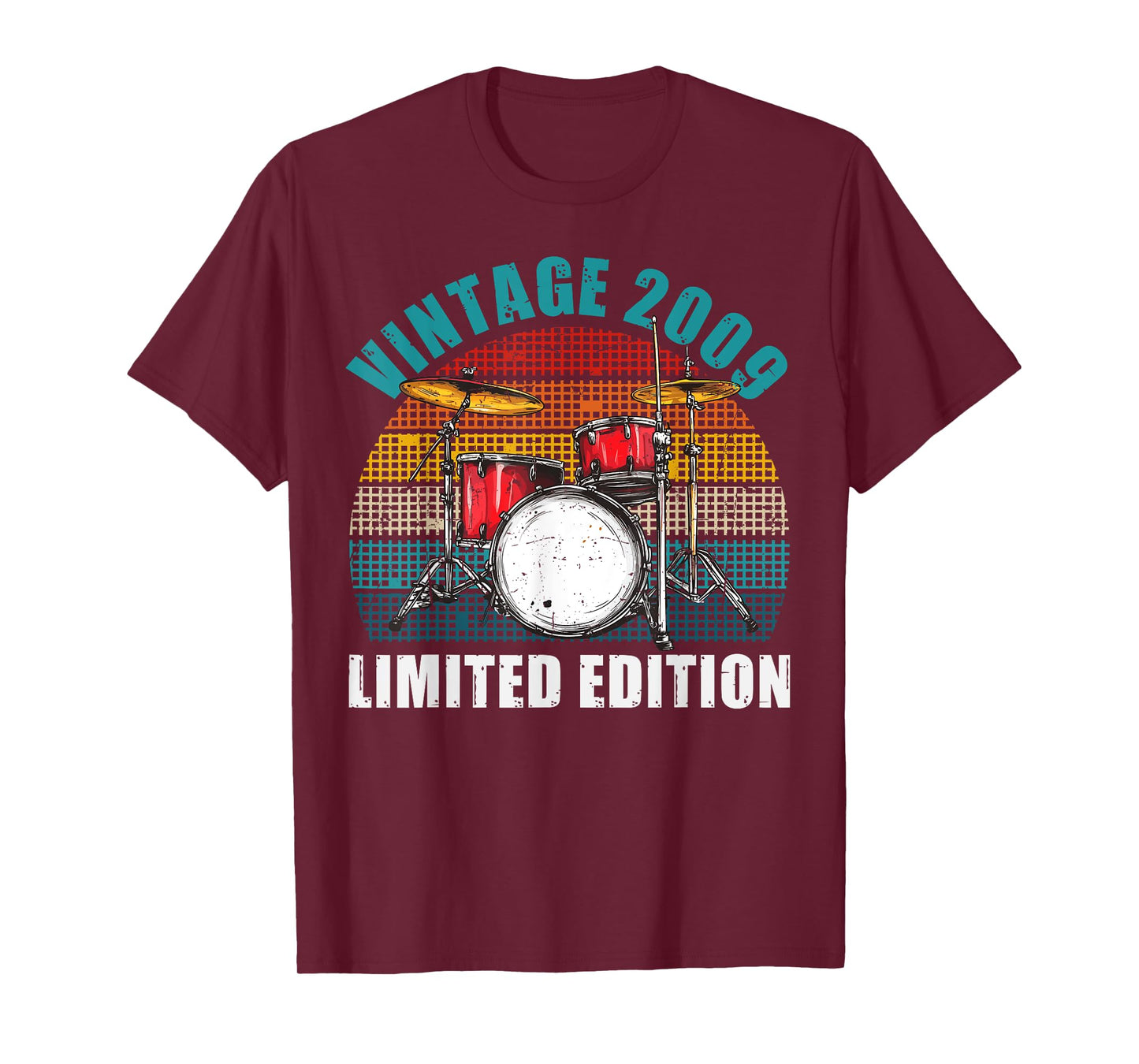 Vintage 16 Years Old Drummer 16th Birthday Drum Set Drumming T-Shirt
