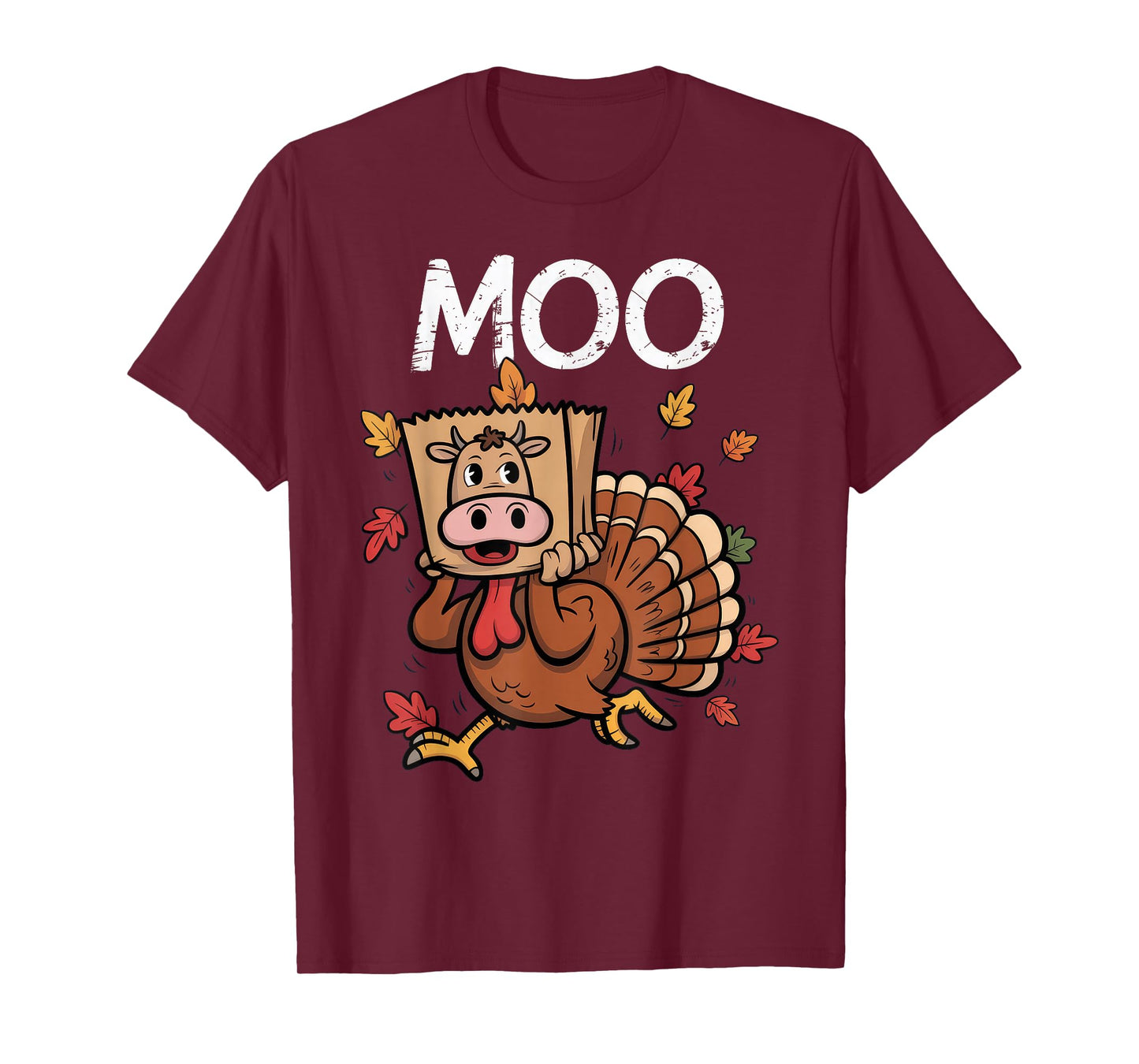 Thanksgiving Turkey Moo Cow Head T-Shirt