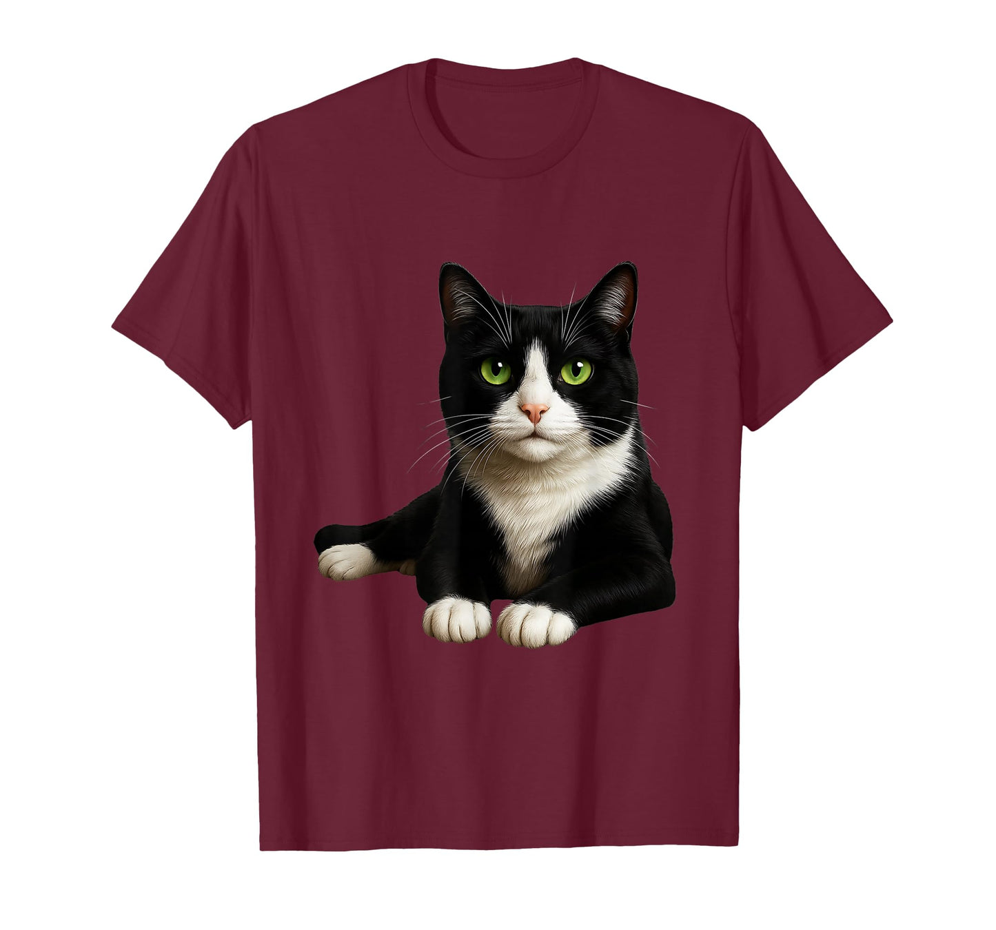 Tuxedo Cat with Green Eyes Artwork T-Shirt