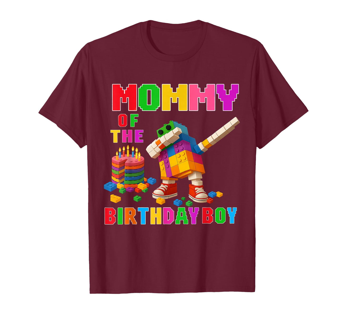 Mommy of The Birthday Boy Building Bricks Family Matching T-Shirt
