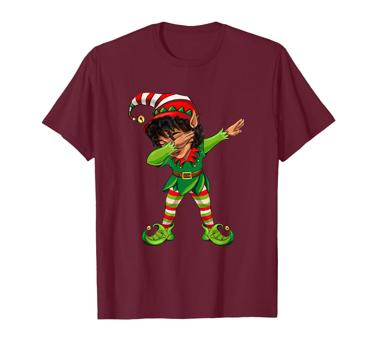 Cute African American Dabbing Elf Black Elf Christmas Party T-Shirt