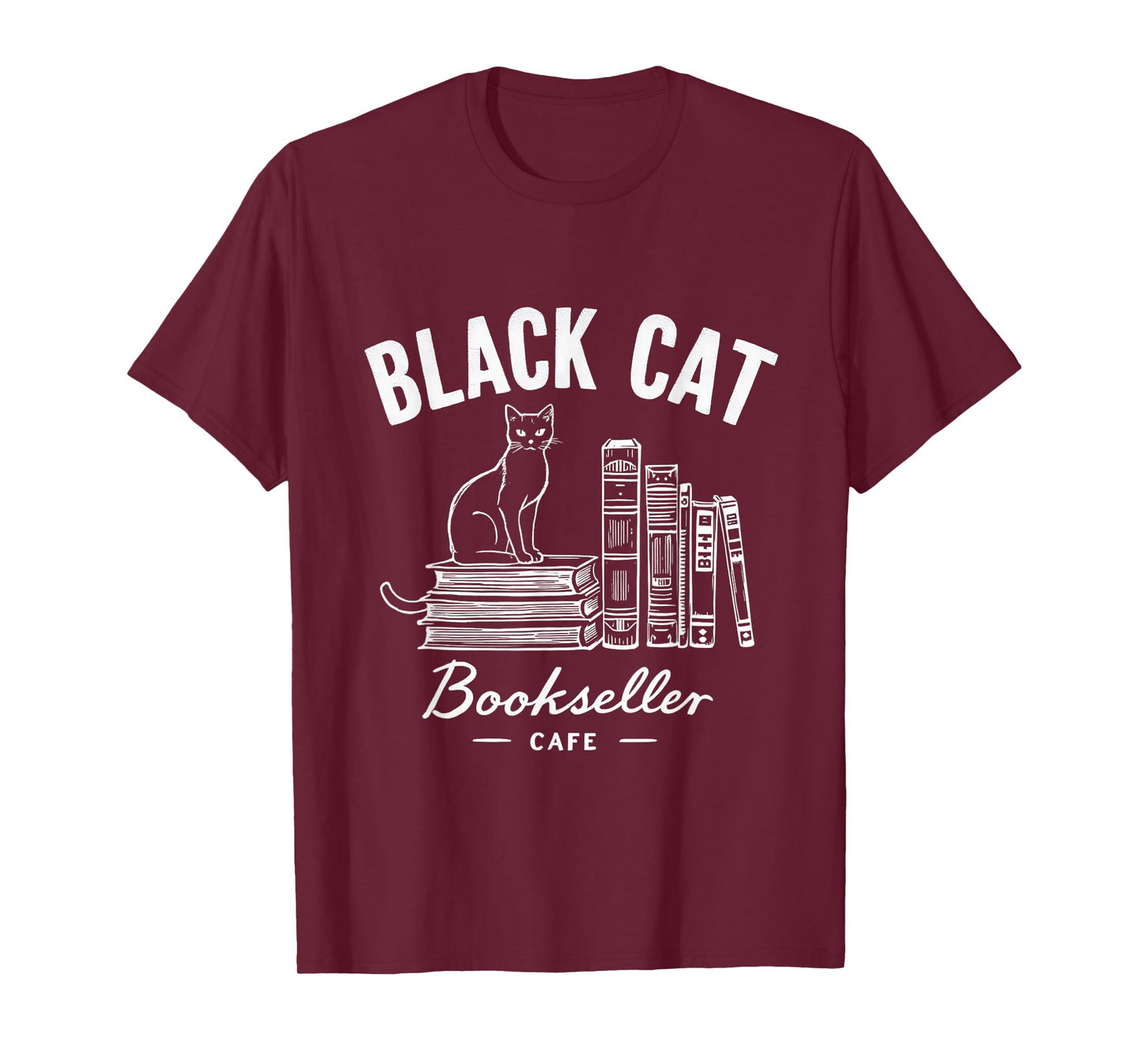 Black Cat Bookseller Cafe Halloween Party Costume Idea T-Shirt