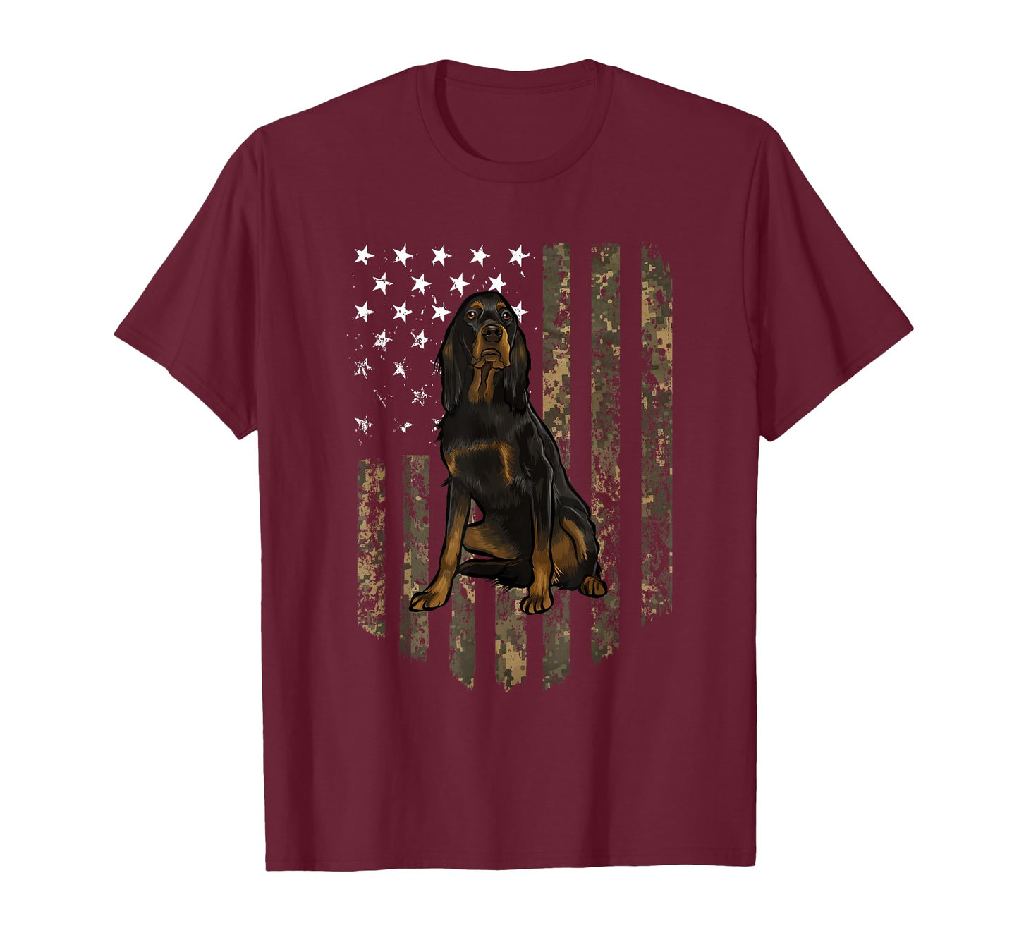 Camo American Flag Gordon Setter 4th Of July USA T-Shirt