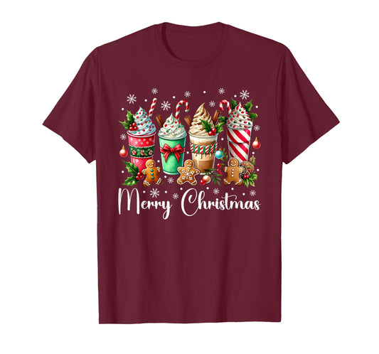 Christmas Pajamas Gingerbread Christmas Coffee Hot Cocoa T-Shirt