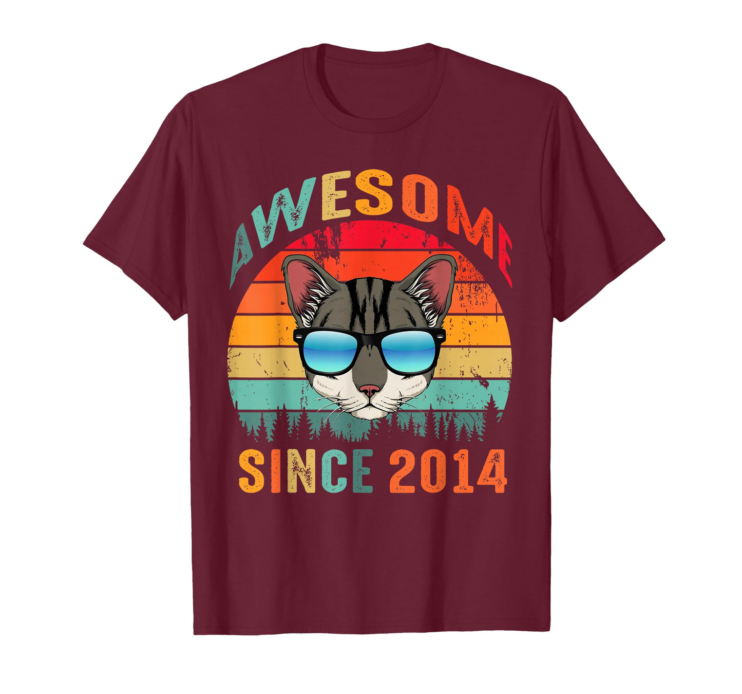 Awesome Since 2014 11th Birthday Tee 11 Yrs Old Cat Lovers T-Shirt