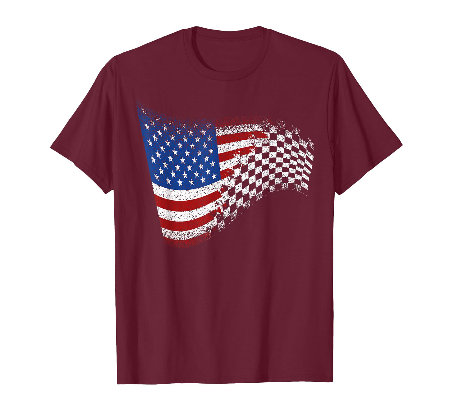 Checkered American Flag Racing T-Shirt