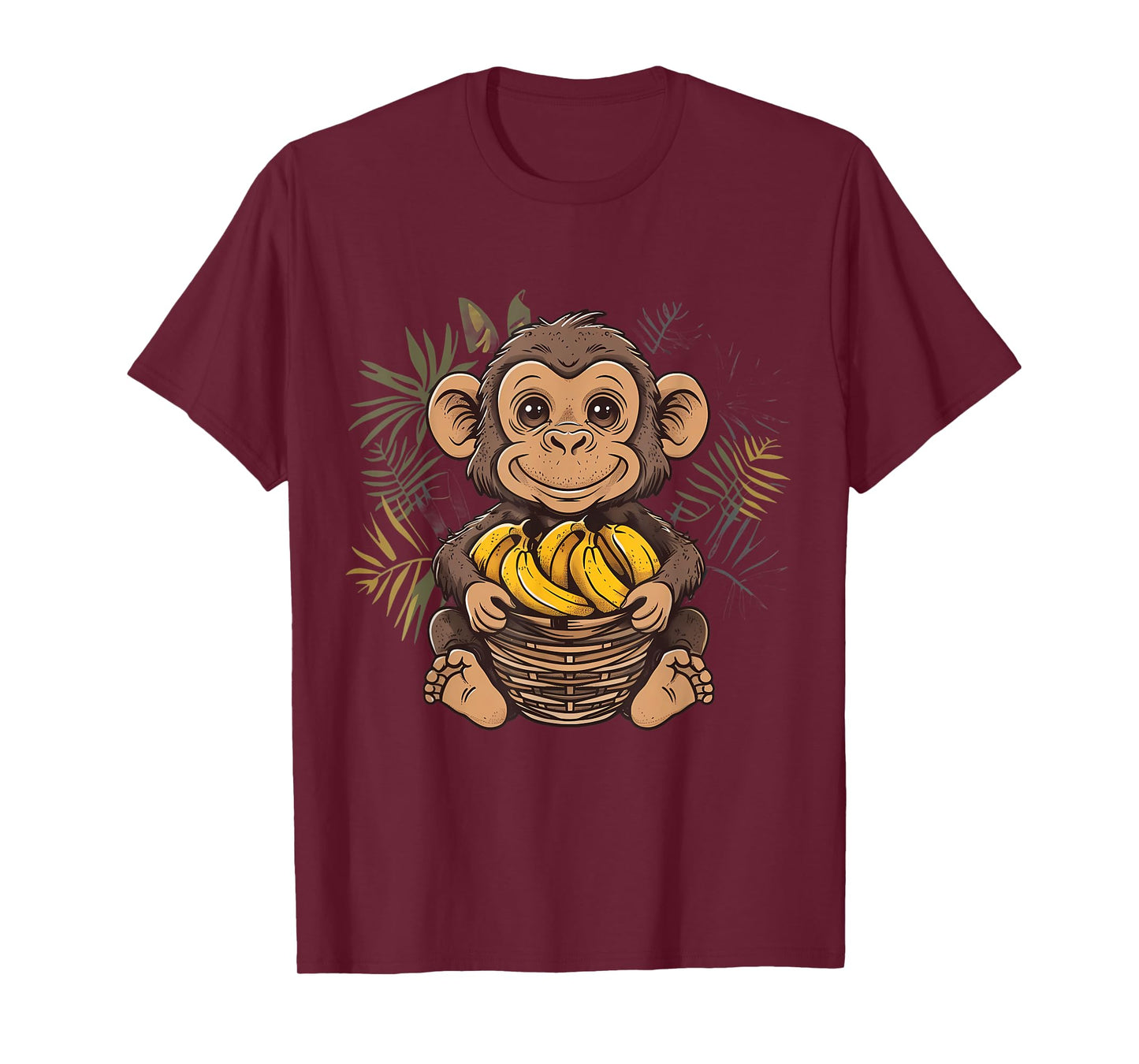 Banana Monkey Cute Monkey Animal Art Drawing Wildlife T-Shirt