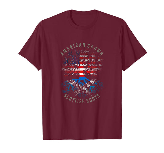 American Grown Scottish Roots USA Scotland Flag Heritage T-Shirt