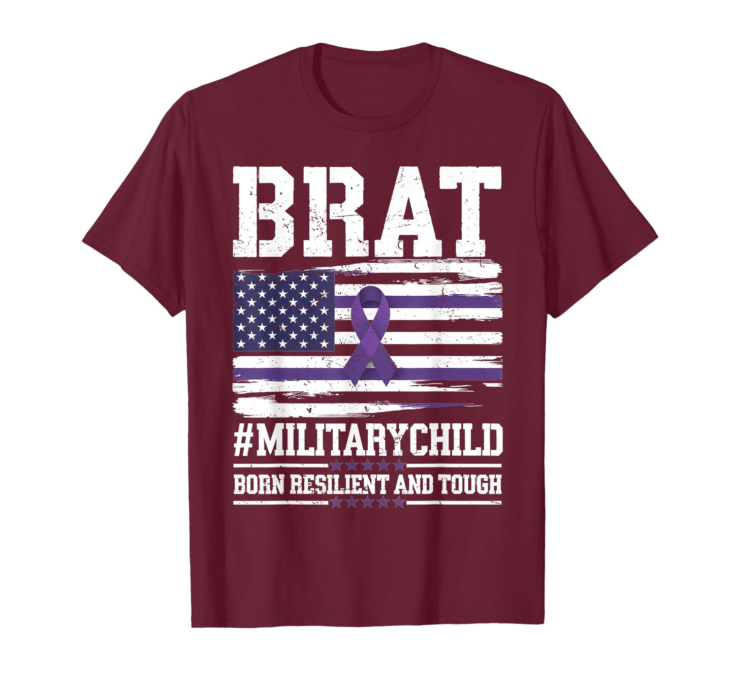 Purple Up Military Child Month Proud BRAT Kids American Flag T-Shirt