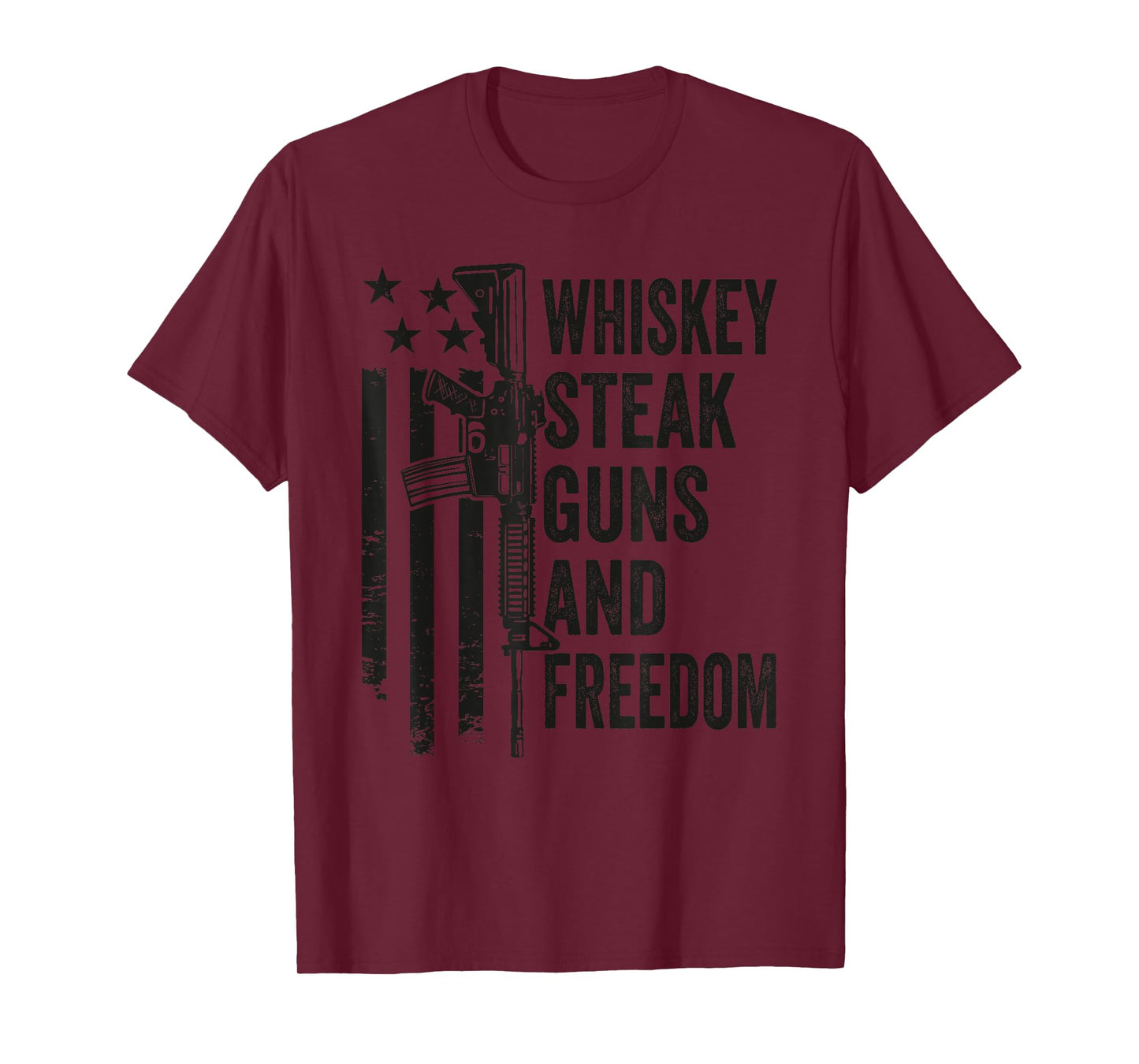 Whiskey Steak Guns & Freedom - Funny Gun BBQ Grill Camo Flag T-Shirt