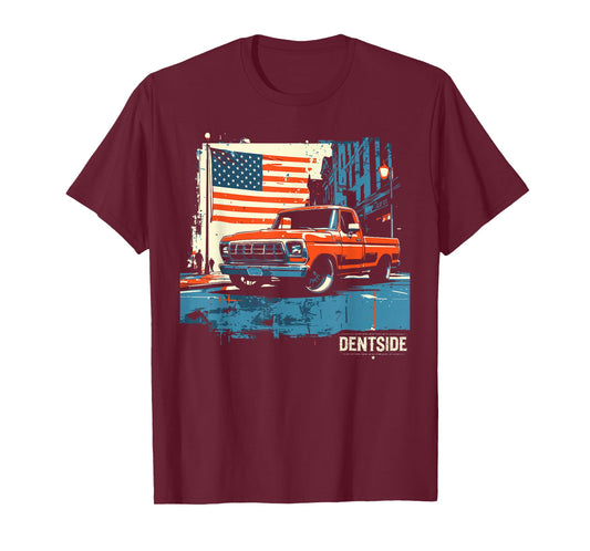 1977 Dentside Truck Single Cab Bagged City Scene Patriotic T-Shirt