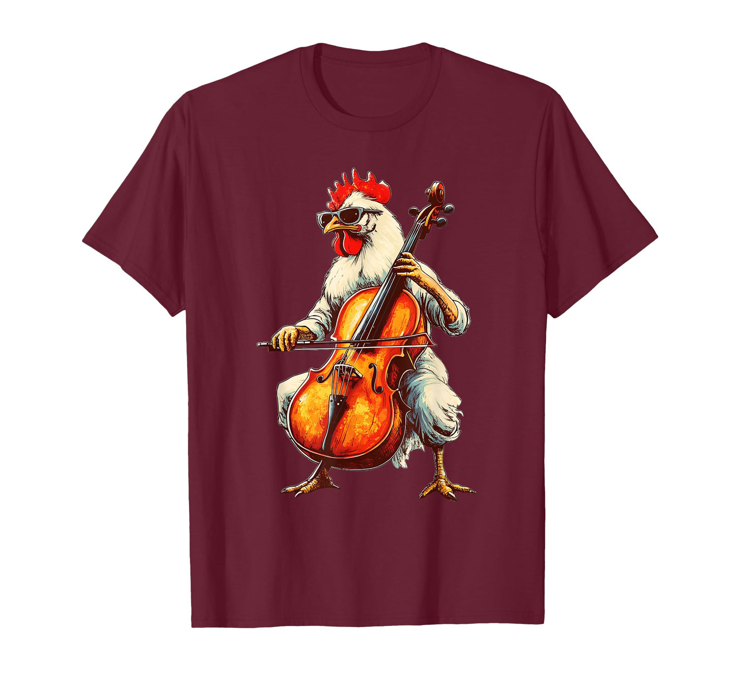 Cute Chicken Playing Cello Musician Music T-Shirt