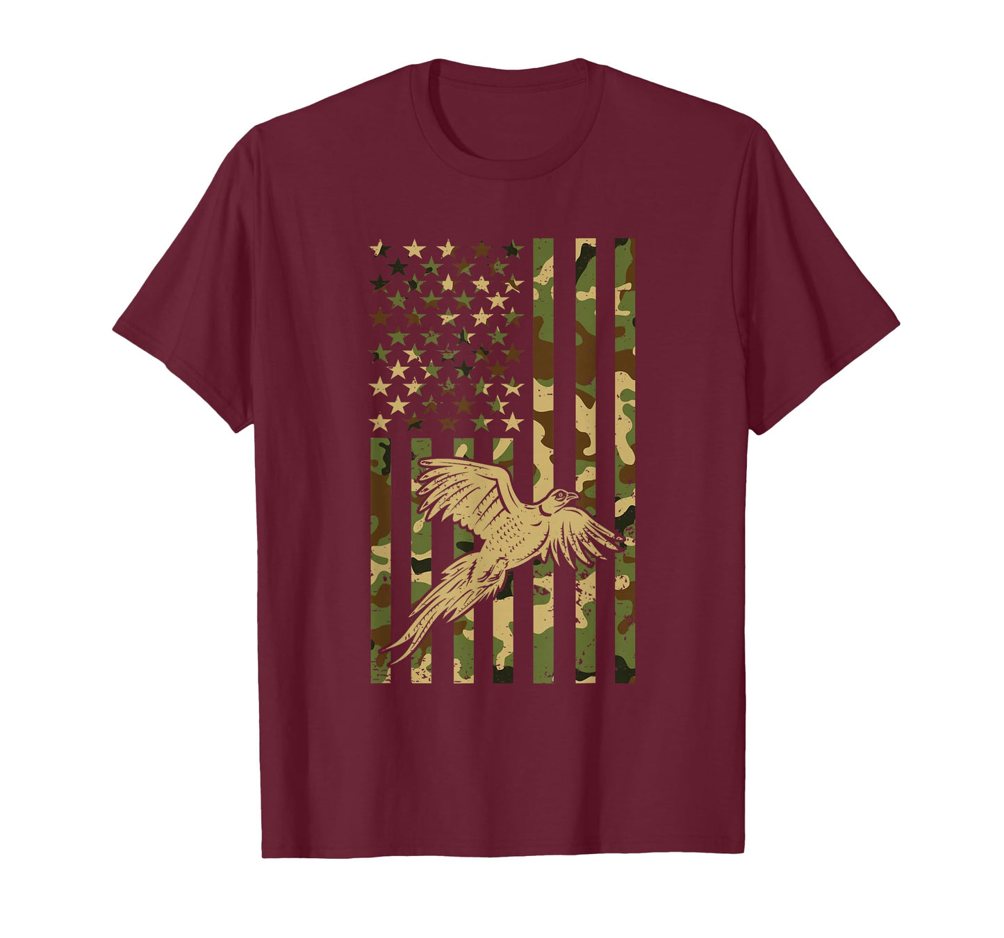 Pheasant Hunting Bird Hunter Hunting American Flag Camo T-Shirt