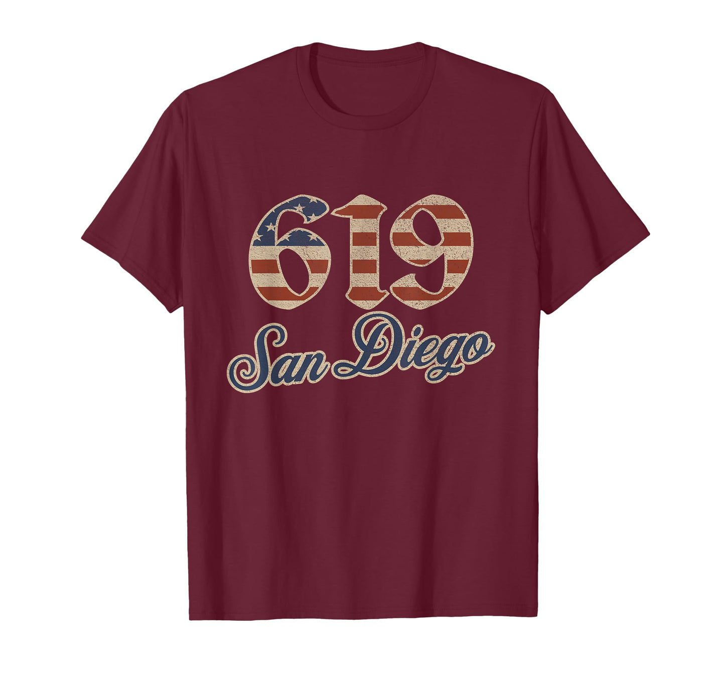 Vintage San Diego 619 Area Code Patriot USA American Flag T-Shirt