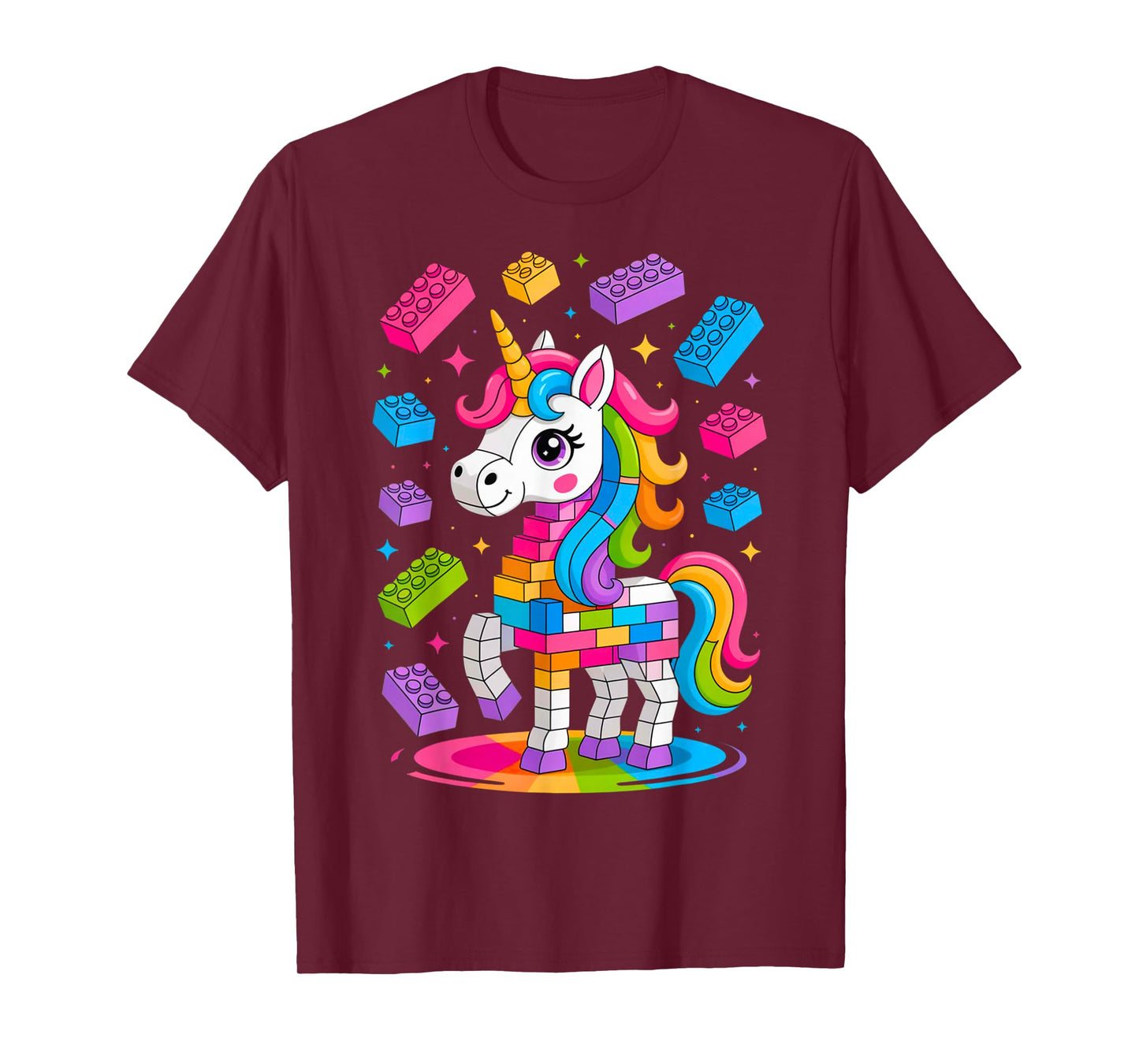 Unicorn Lover Master Builder Building Bricks Blocks Toy Kids T-Shirt