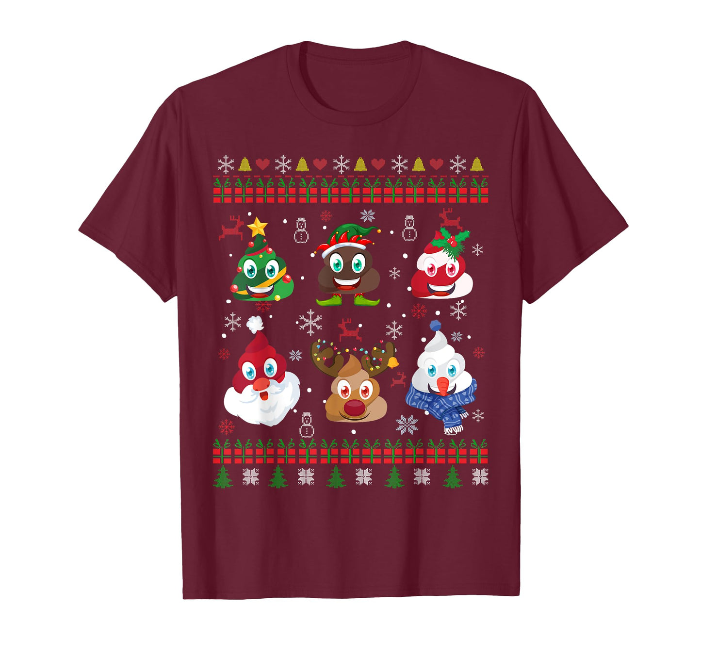 Christmas Poop Santa Elf Reindeer Ugly Christmas T-Shirt