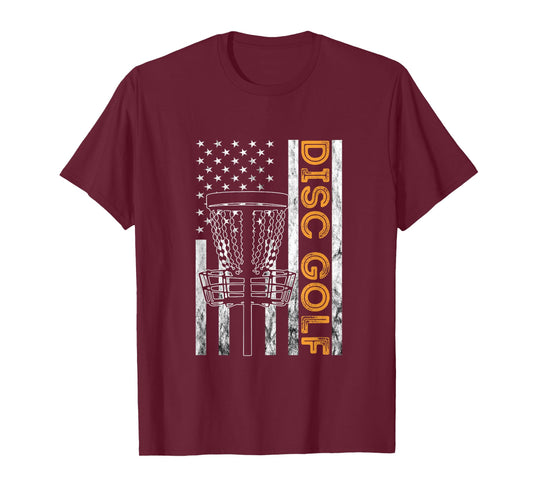 Disc Golf USA Flag America Frisbee Golf Disc Golf Player T-Shirt for Women Kids Men
