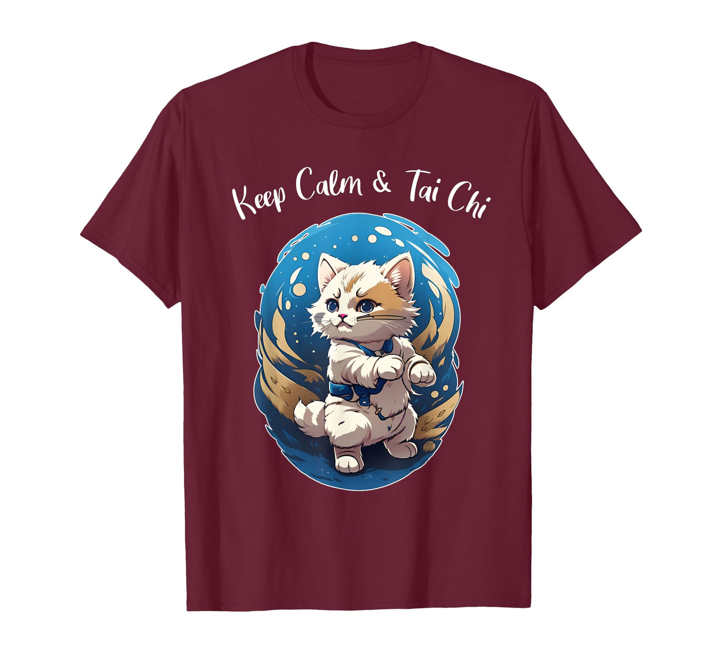 Tai Chi Cat, Keep Calm, funny Kitten, Ying Yang Balance T-Shirt