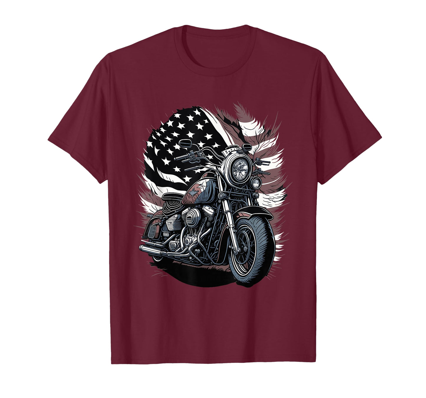 Motorcycle Vintage American Flag 4th of July Retro Biker T-Shirt