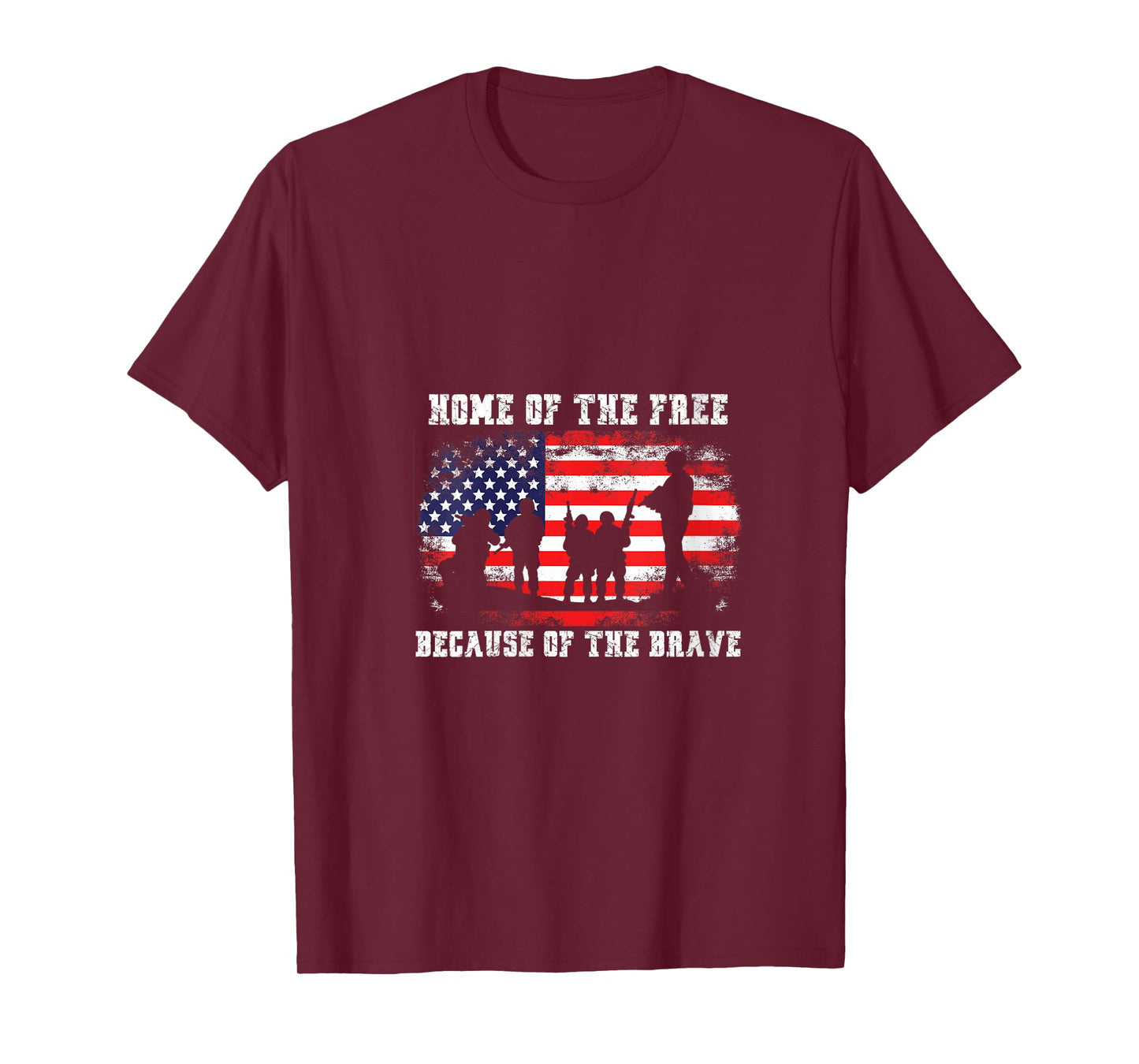 Womens Home Of The Free Because Of The Brave American Flag V-Neck T-Shirt