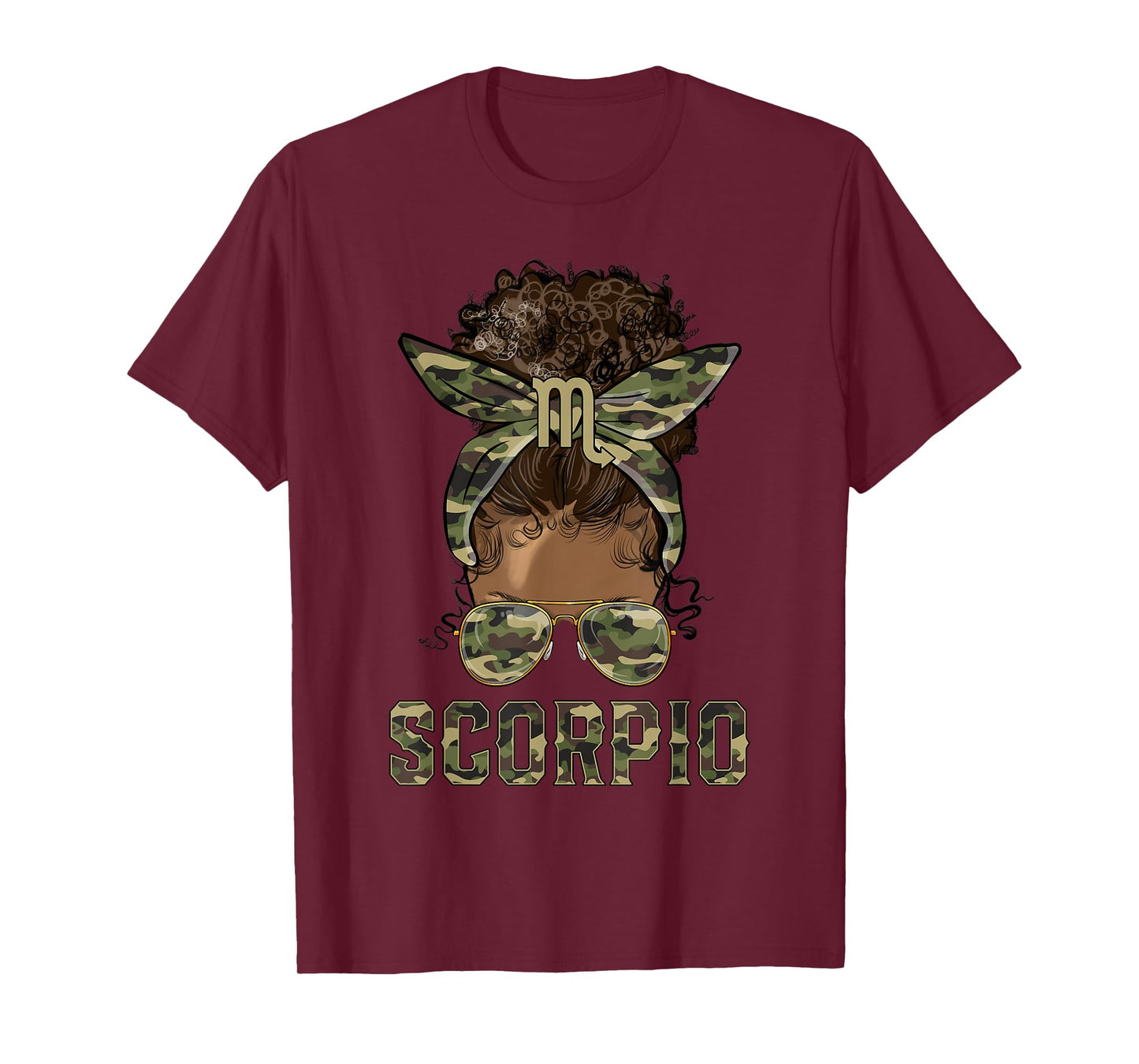 Scorpio Girl Camouflage Camo Black Women Zodiac Sign T-Shirt