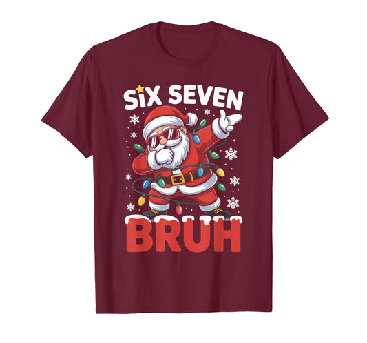 67 Meme Dabbing Santa Six Seven Bruh 6 7 Funny Christmas T-Shirt