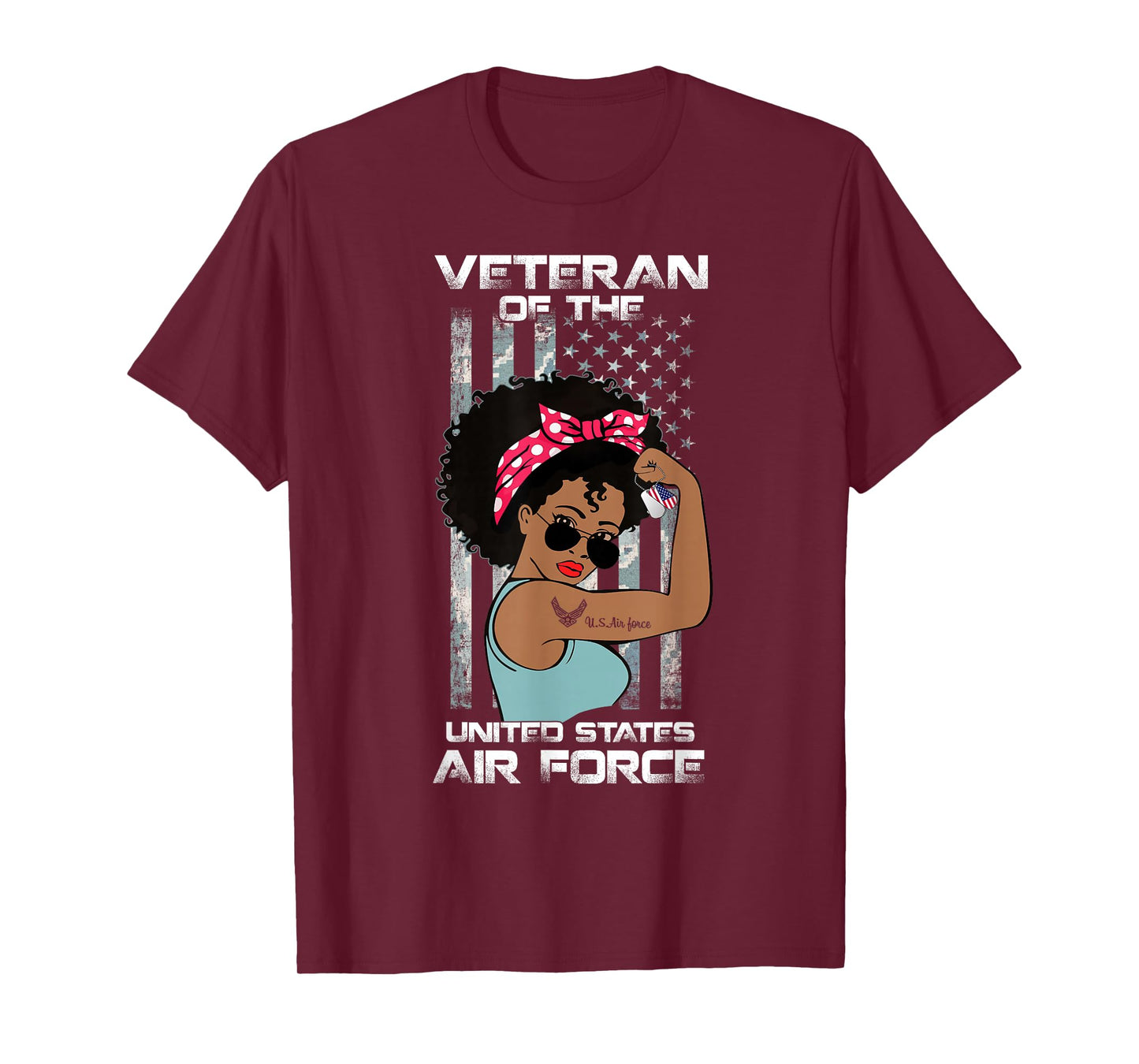 African American Air Force Veteran Female Shirt Melanin USAF T-Shirt