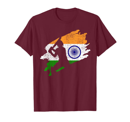 Cricket India Flag Jersey Vintage Gift T-Shirt