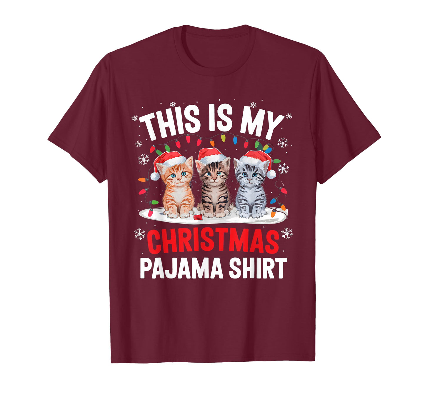 This Is My Christmas Pajama Shirt Cat Lover Meow Kitty Xmas T-Shirt