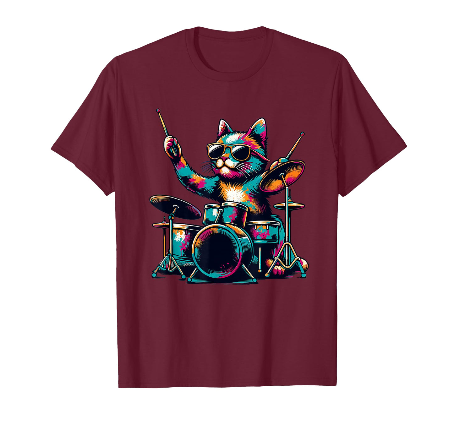 Cat Playing Drum Sunglasses Drummer Drumming Drummers T-Shirt