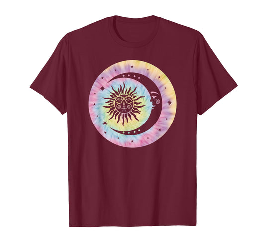 Boho Tie Dye Hippie Retro Moon Sun Stars Celestial T-Shirt