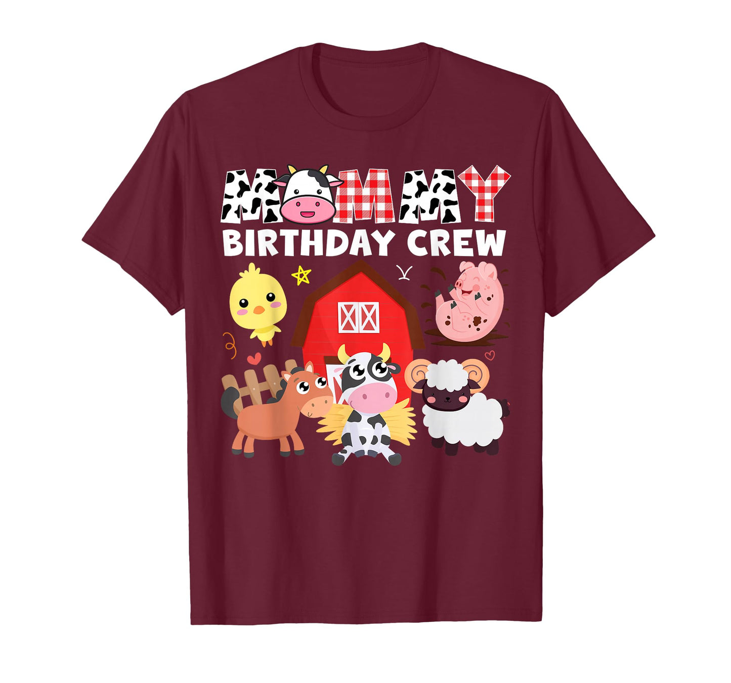 Cow Mommy Birthday Crew Farm Theme Animals Birthday Party T-Shirt