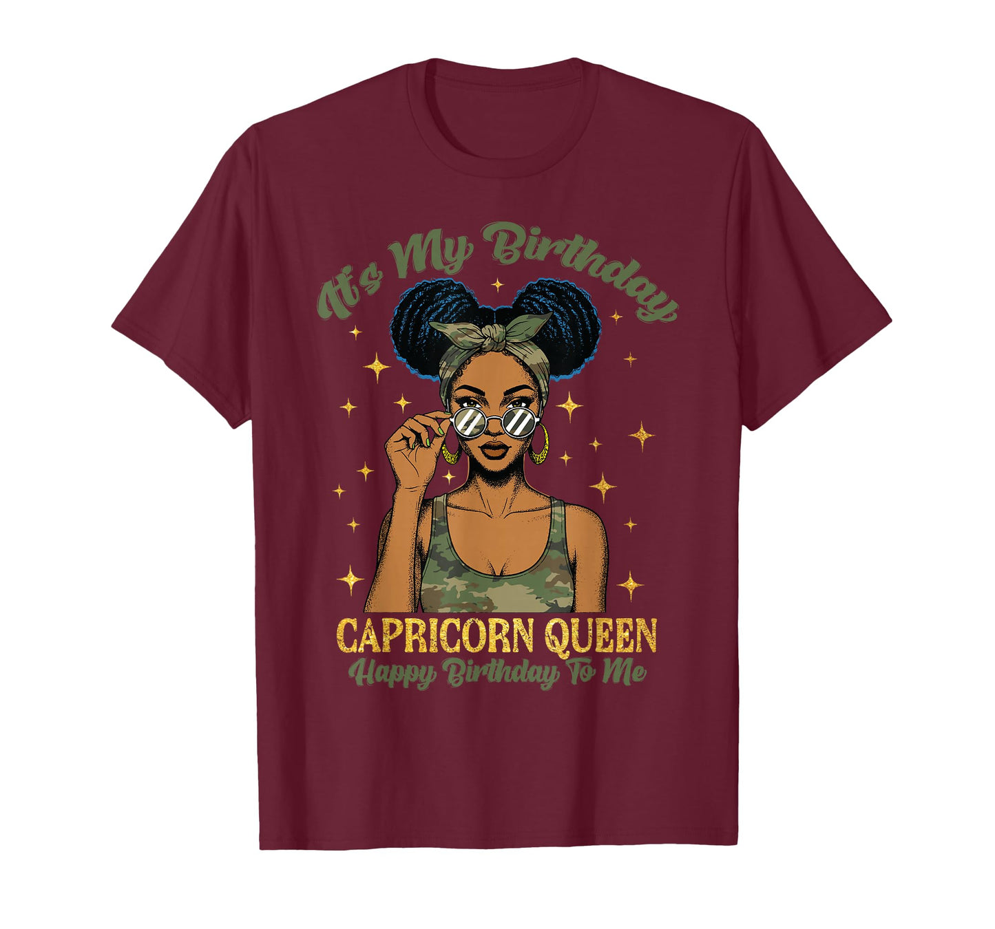 Birthday Capricorn Queen Camo Black Woman African Zodiac T-Shirt