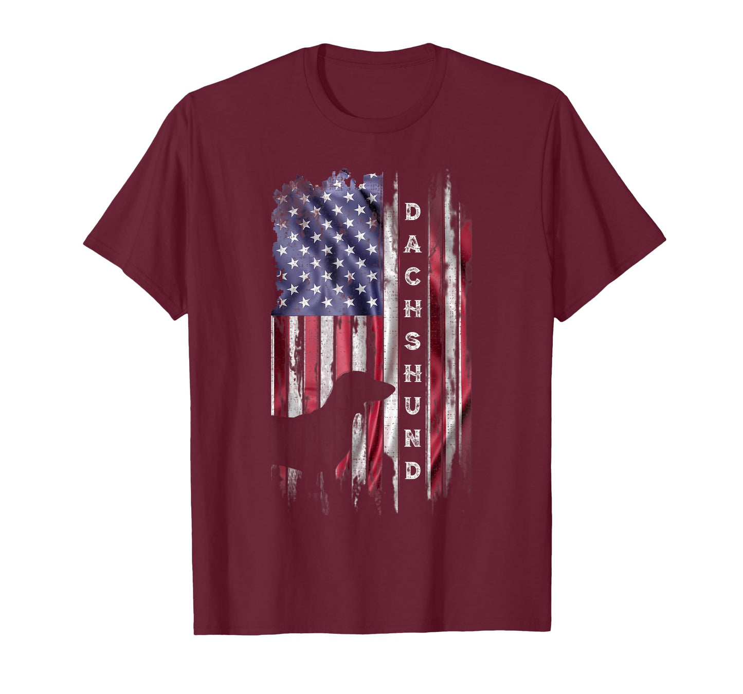 Vintage American Flag Dachshund Dog Wiener Lover Silhouette T-Shirt for Women Kids Men