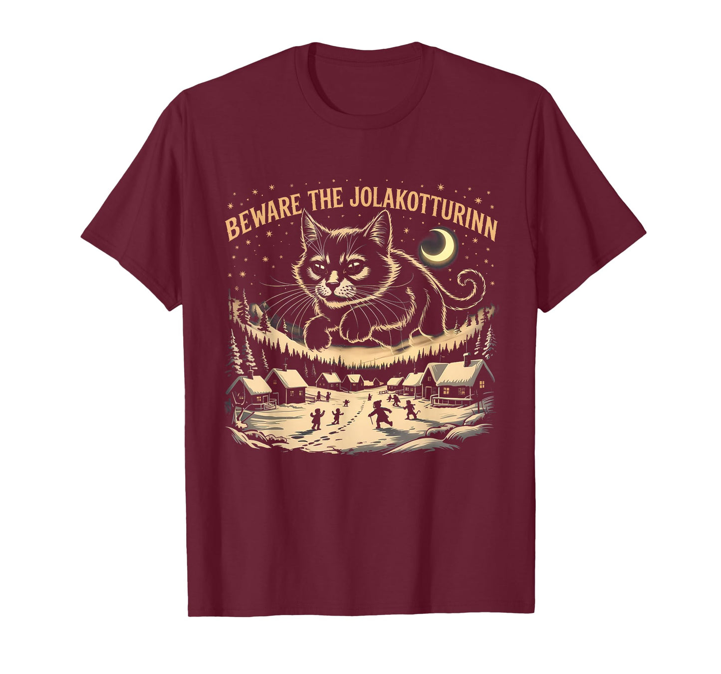 Creepmas Funny Yule Cat Beware The Jolakotturinn Dark Xmas T-Shirt