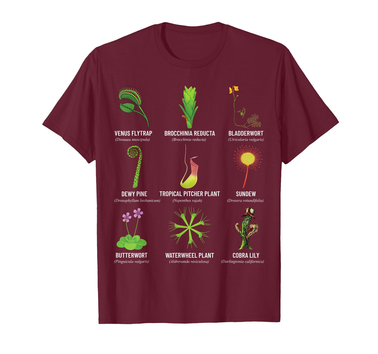 Carnivorous Plants Chart Venus Flytrap, Pitcher Plant T-Shirt