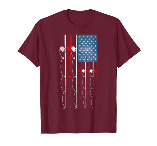 USA Flag Fishing Poles Patriotic Fisherman Flag Rod and Reel T-Shirt