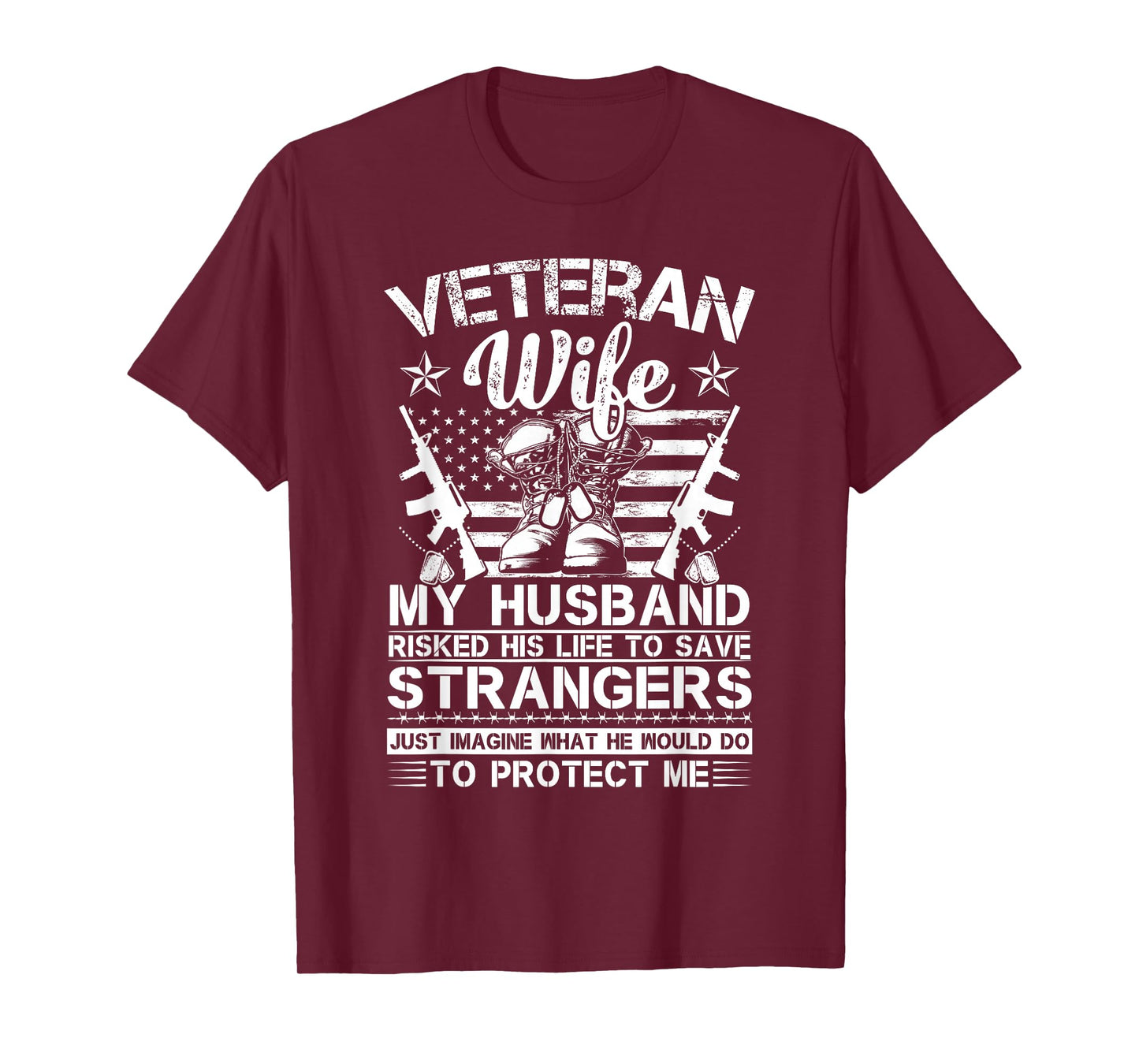 Veteran Wife Patriotic Veterans Day American Flag Husband T-Shirt