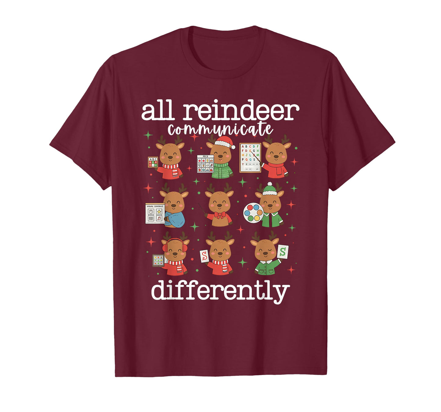 All Reindeer Communicate Differently Xmas Autism Awareness T-Shirt