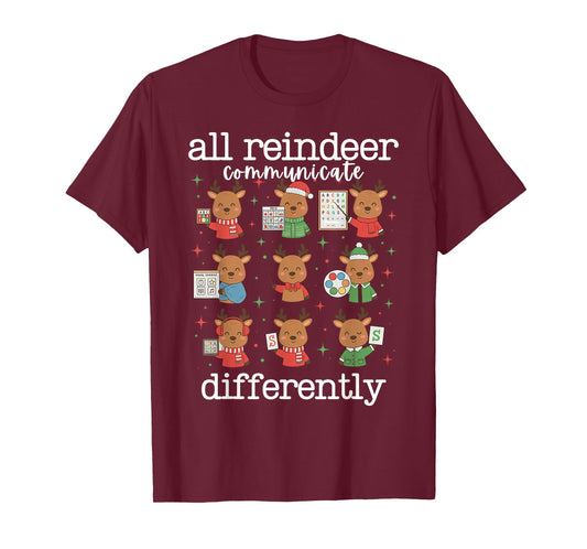 All Reindeer Communicate Differently Xmas Autism Awareness T-Shirt