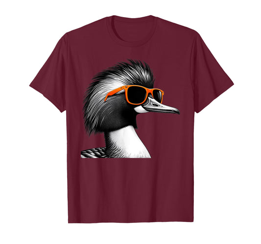 Cool Merganser Bird Wearing Sunglasses Graphic Art T-Shirt