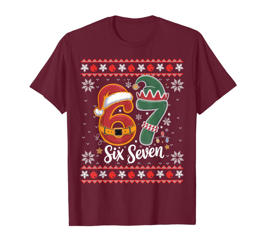 Six Seven Christmas 6 7 Ugly Christmas Sweater Boys Men Kids T-Shirt