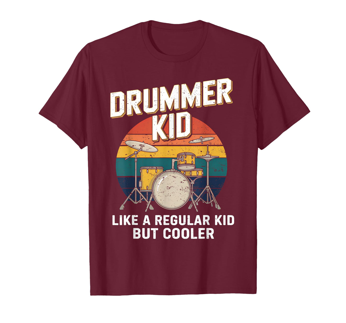 Vintage Drummer Kid Drumming Percussionist Drums Kids Boys T-Shirt