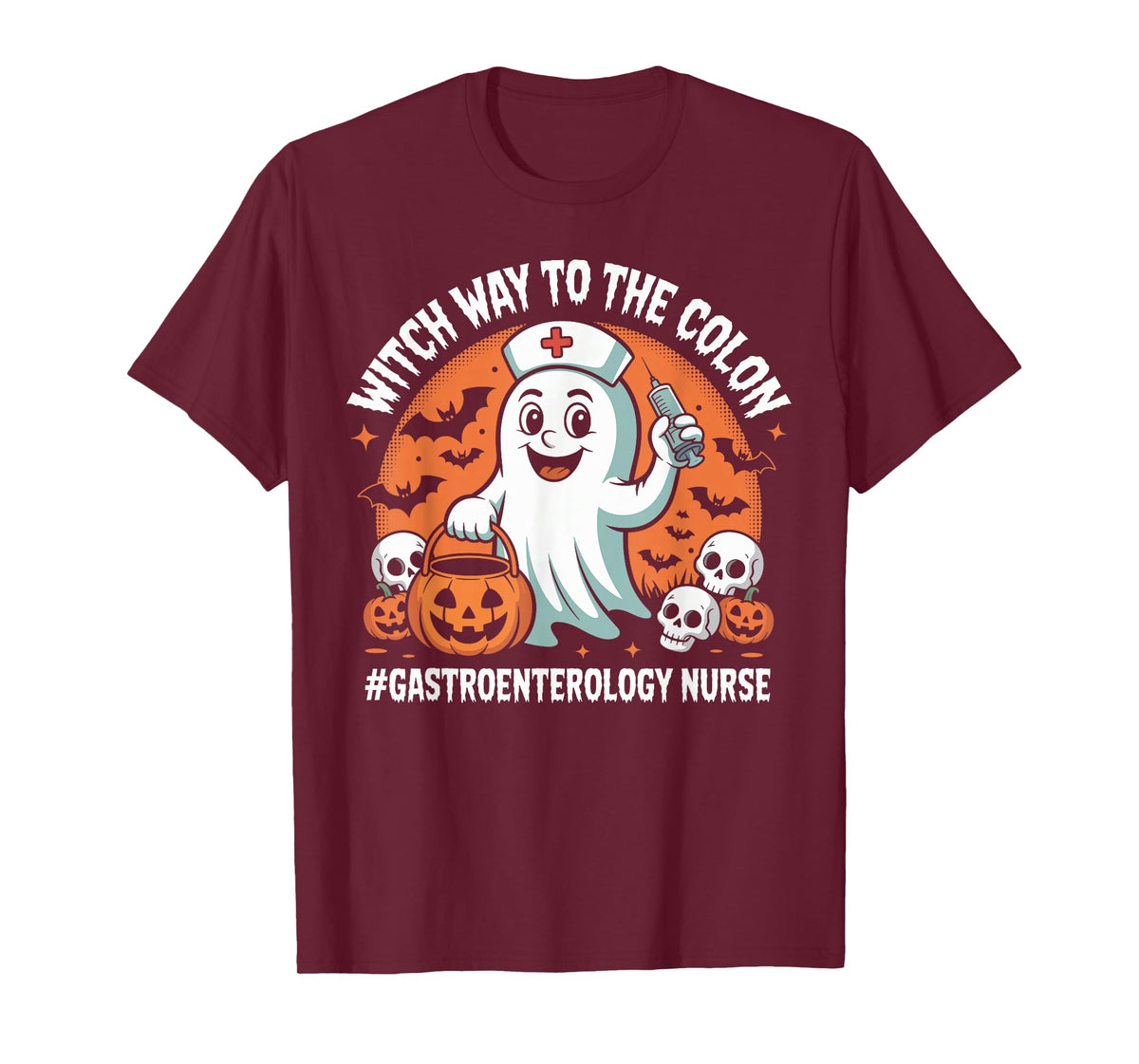 Gastroenterology Nurse Funny Halloween Ghost Nurse Endoscopy T-Shirt