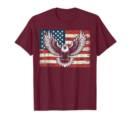 Soaring Bald Eagle US Flag Freedom Patriotic Men Women Kids T-Shirt