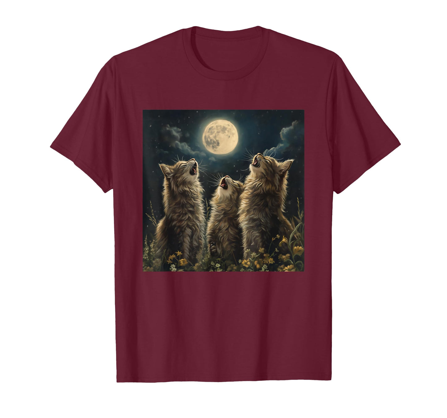 Maine Coon Howl At Moon Cat Lover T-Shirt