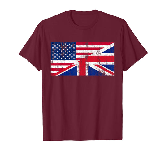 UK and US Flag Friendship Distressed T-Shirt T-Shirt