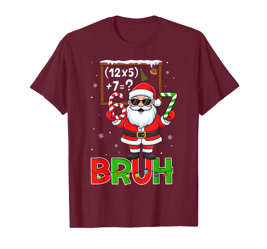 67 Teacher Christmas Santa Six Seven Meme Math Equation Bruh T-Shirt