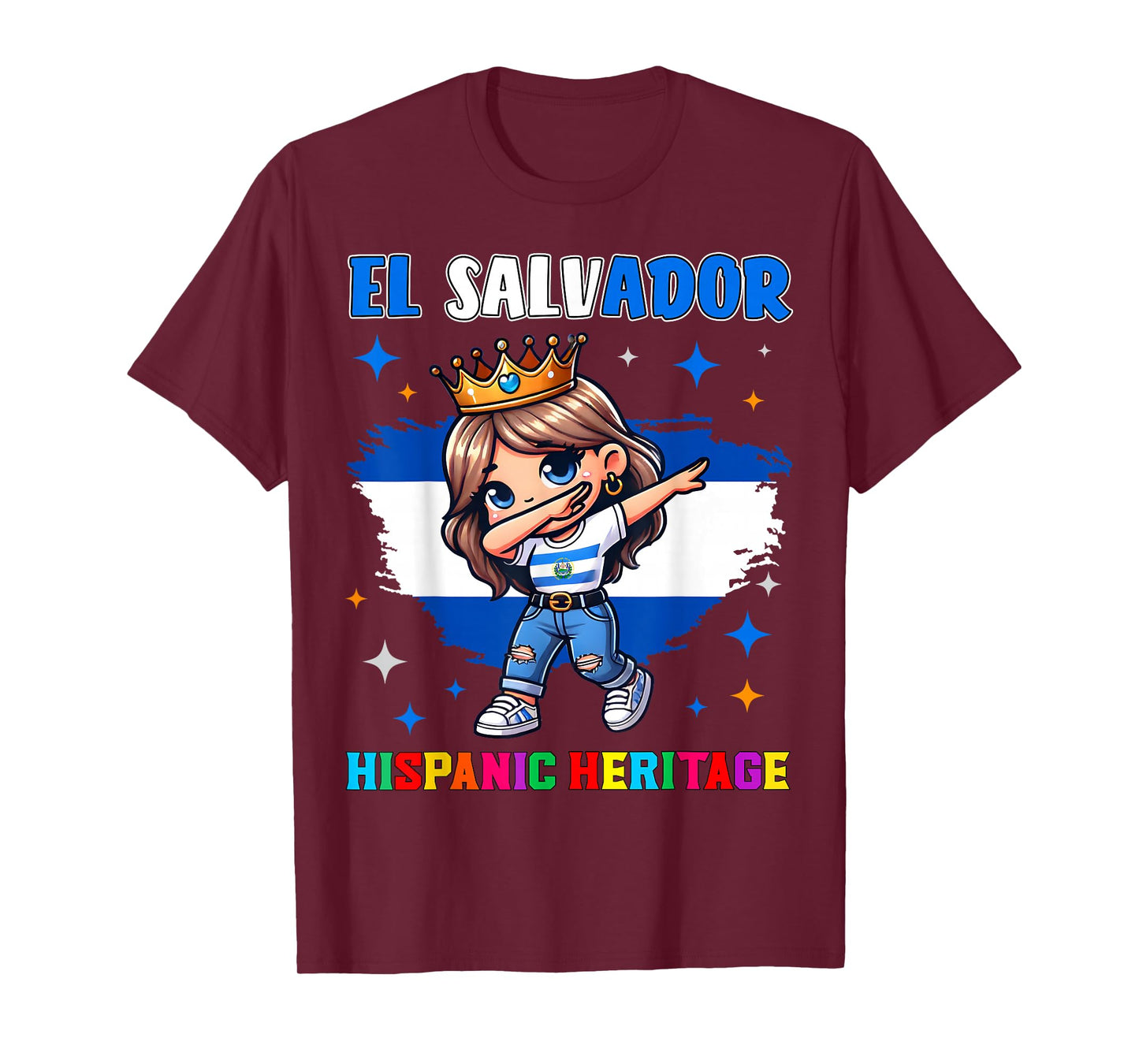El Salvador Dabbing Girl Hispanic Heritage Celebration Kids T-Shirt