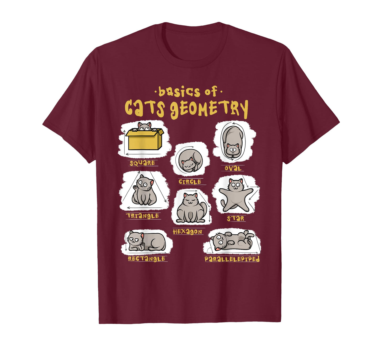 Funny Cat Shirt Basics Cat Geometry Math Teacher Cat Owner T-Shirt